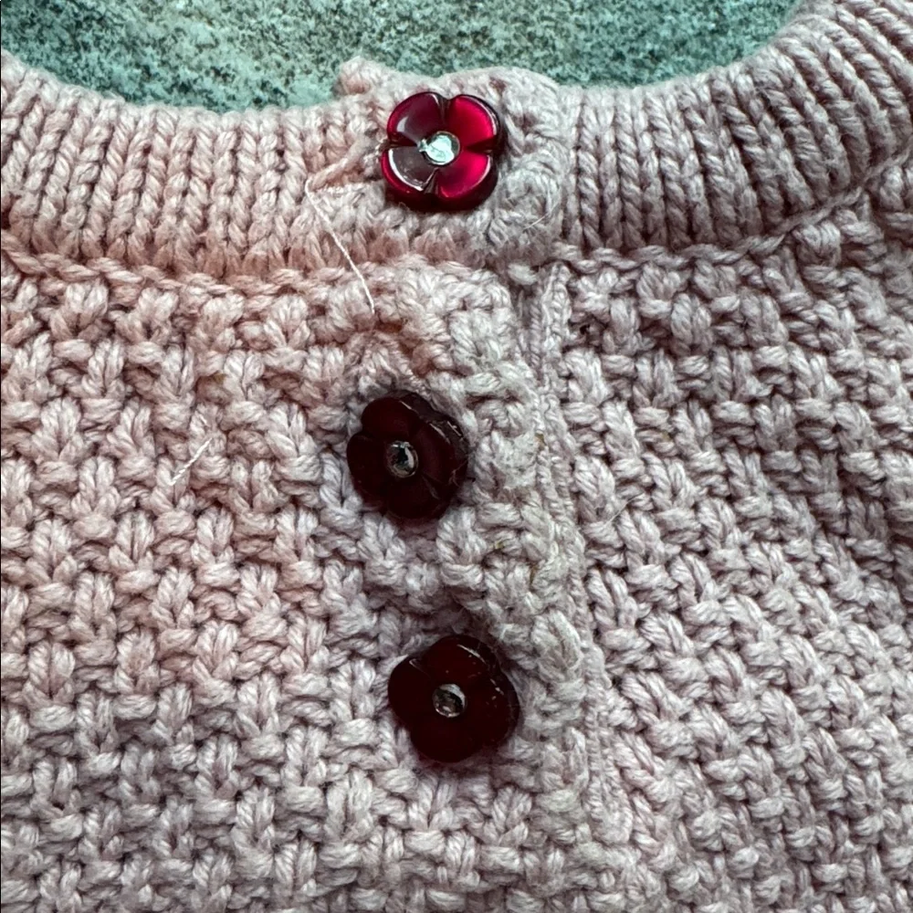 Cupcakes and Cashmere Baby Floral Pointelle Appliqué Knit Sweater Dress, 6-9 Mos